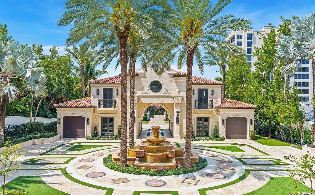 2325 S Ocean Blvd, Delray Beach, FL. A spectacular direct Oceanfront 9BR/13.7BA Estate, custom-built with commanding, unobstructed ocean views. The property boasts gorgeous detailing throughout, featuring palazzo-inspired compound, custom finishes, intricate marblework, and beautiful artisan millwork.