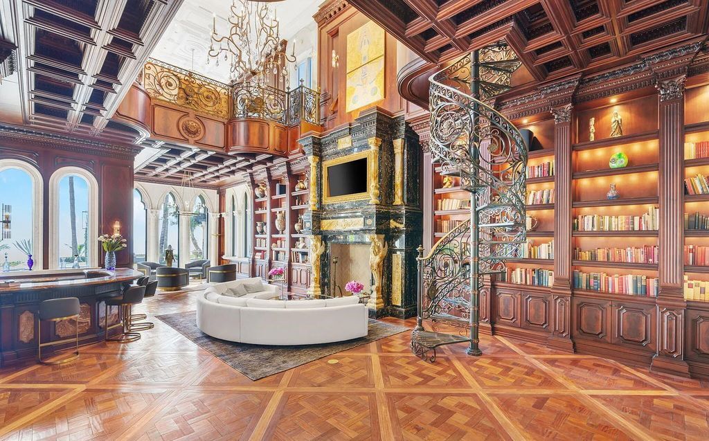 2325 S Ocean Blvd, Delray Beach, FL. A spectacular direct Oceanfront 9BR/13.7BA Estate, custom-built with commanding, unobstructed ocean views. The property boasts gorgeous detailing throughout, featuring palazzo-inspired compound, custom finishes, intricate marblework, and beautiful artisan millwork.