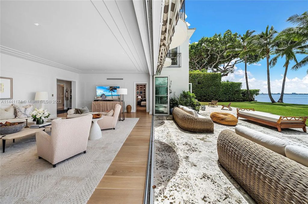 Fully renovated 8-bedroom, 8.5-bathroom estate on prestigious North Bay Road. Enjoy spectacular views of Downtown Miami and Biscayne Bay from the manicured grounds, complete with a private dock, pool, hot tub, cold plunge, summer kitchen, inviting driveway, and abundant courtyards. Boaters welcome with 139 feet on the water.