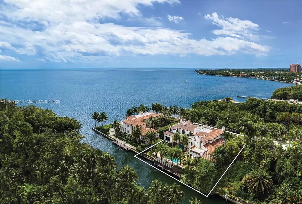 This stunning 17,873 total SF waterfront estate in The Moorings community of Coconut Grove features 7 bedrooms, 9+2 bathrooms, multiple covered terraces, a gourmet eat-in kitchen, an elegant primary suite, a pool, dock, house generator, and direct access to Biscayne Bay. Enjoy endless water views and close proximity to the finest dining, shopping, and schools.