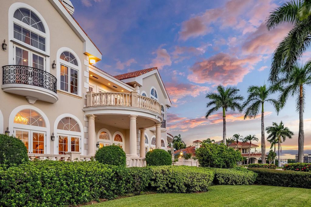 Villa Bellevue, a stunning European-inspired waterfront estate in Boca Raton, FL, offers timeless sophistication and refined beauty. This expansive 2.5-lot estate features 8 lavishly appointed bedrooms, 8.2 impeccably designed bathrooms, and a state-of-the-art kitchen. Enjoy breathtaking views of Spanish River Park and the Intracoastal Waterway from the outdoor setting, complete with a gas-operated summer kitchen, sparkling pool, and inviting spa. Villa Bellevue is a true sanctuary of grace and refinement.