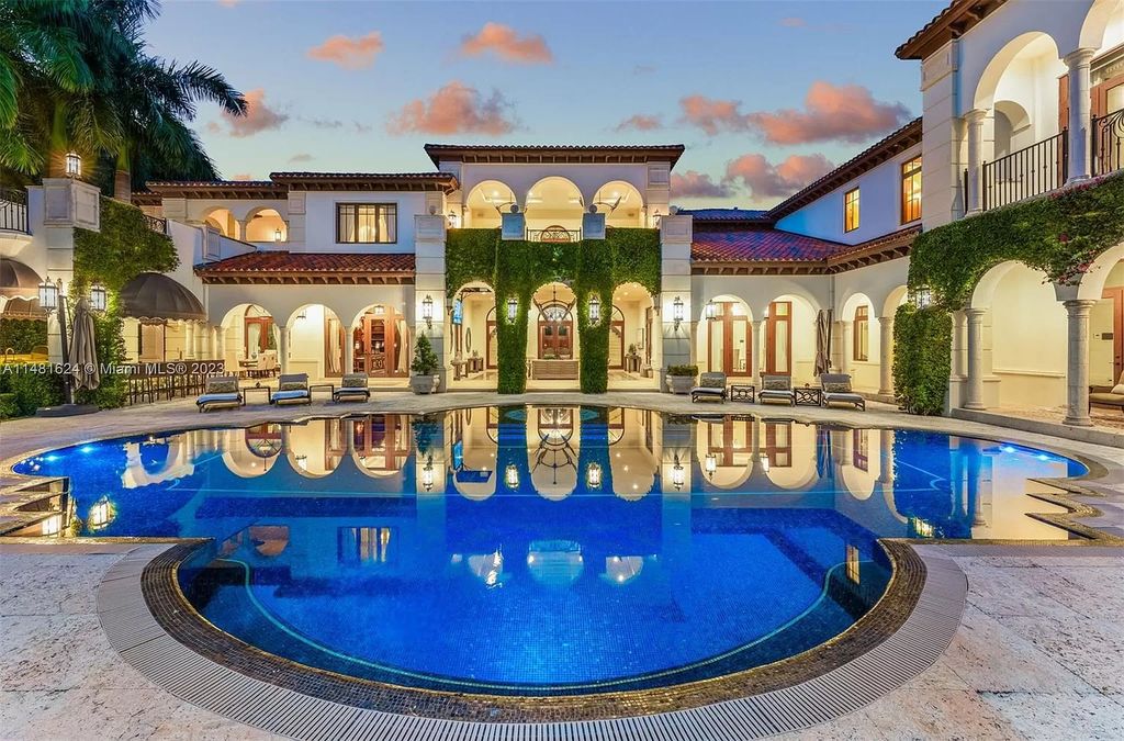 Immerse yourself in luxury and exclusivity at this captivating Mediterranean-style estate, nestled on the coveted Edgewater Drive in Coral Gables, FL. Boasting 180 feet of deep-water frontage, a rare 80-foot inlet slip, and direct bay access, this waterfront oasis offers unparalleled tranquility and recreational opportunities.