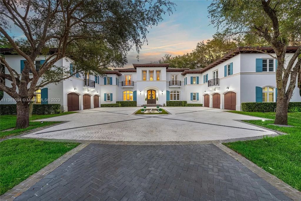 This stunning palatial Neoclassical estate in Coral Gables is the perfect entertainer's dream, with an enormous entertainment wing, movie theater, private guest suite, and resort-style amenities. The 4000sf master wing features a gym, dual closets, luxurious bathroom, large sitting room/office, and expansive terraces. Also includes separate staff/in-law quarters, oversized garages for 6 cars, and access to a 40ft boat slip in Snapper Creek Marina.