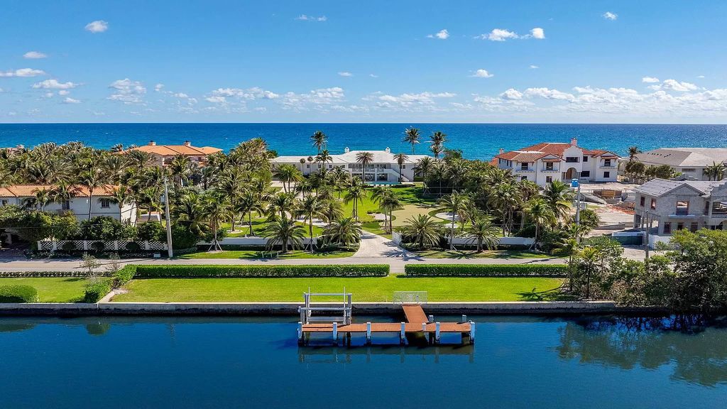 Exceptional estate with 200 feet ocean and 190 feet Intracoastal frontage! Updated, move-in ready with pools, deep water dock and endless possibilities. Steps to Delray and Palm Beach. Must-see waterfront!