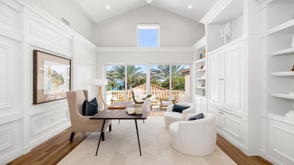 This opulent 8-bedroom estate boasts 150 feet of ocean and Intracoastal frontage, private beach house, resort-style pool, & stunning updates. Enjoy water views, private dock and manicured grounds in exclusive Manalapan.