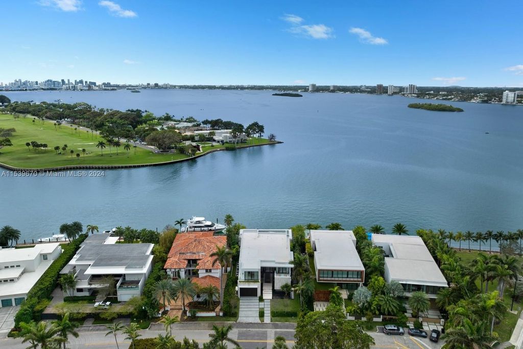 Brand-new Bay Harbor Islands masterpiece with 80 feet waterfront, sunsets, pool, spa and gourmet kitchen. Designed for entertaining by SDH Studio.