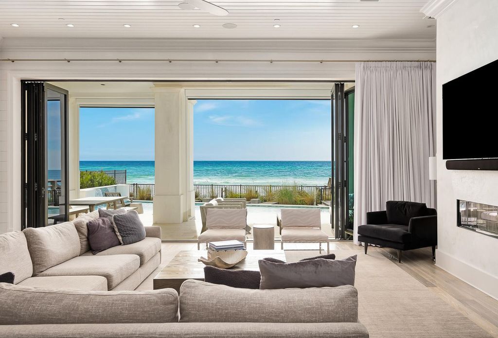 This meticulously crafted 7,650 square feet estate boasts private beach access, a resort-style pool, an elevator, and breathtaking Gulf views. Nestled on the coveted east end of 30A, enjoy proximity to Rosemary Beach, Alys Beach, and Kaiya. Unwind in unparalleled luxury and explore the best of 30A!