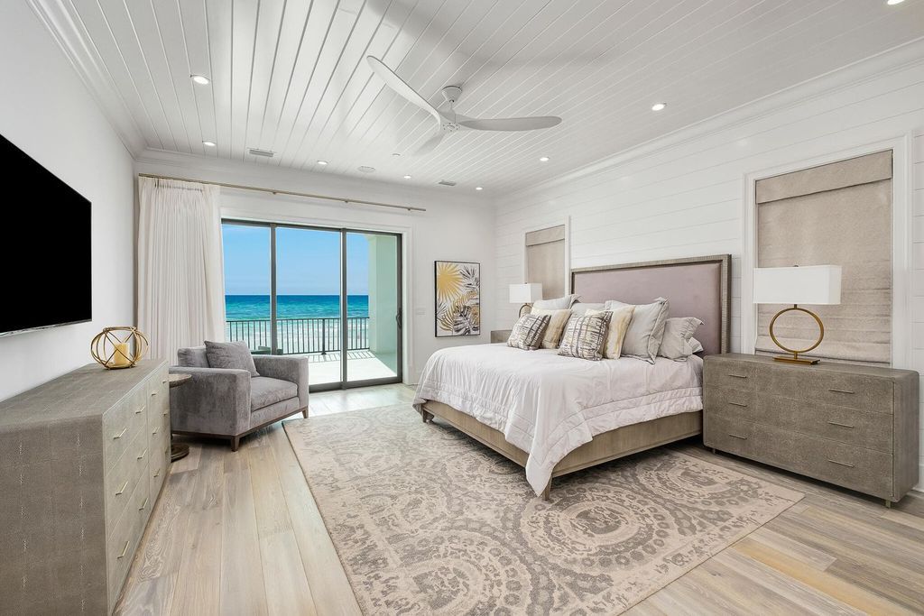 This meticulously crafted 7,650 square feet estate boasts private beach access, a resort-style pool, an elevator, and breathtaking Gulf views. Nestled on the coveted east end of 30A, enjoy proximity to Rosemary Beach, Alys Beach, and Kaiya. Unwind in unparalleled luxury and explore the best of 30A!