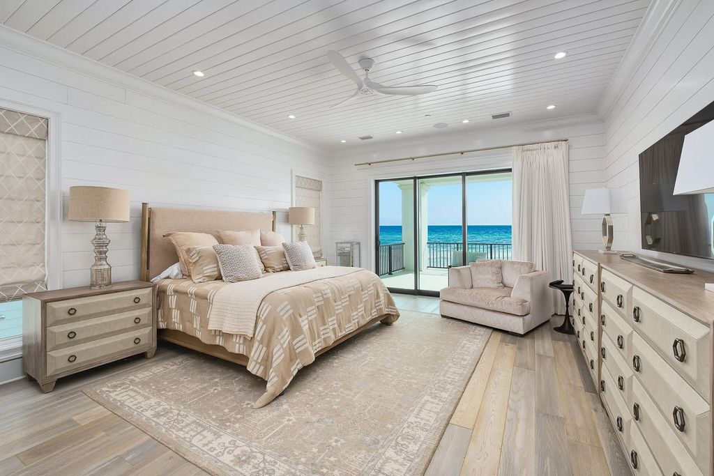 This meticulously crafted 7,650 square feet estate boasts private beach access, a resort-style pool, an elevator, and breathtaking Gulf views. Nestled on the coveted east end of 30A, enjoy proximity to Rosemary Beach, Alys Beach, and Kaiya. Unwind in unparalleled luxury and explore the best of 30A!