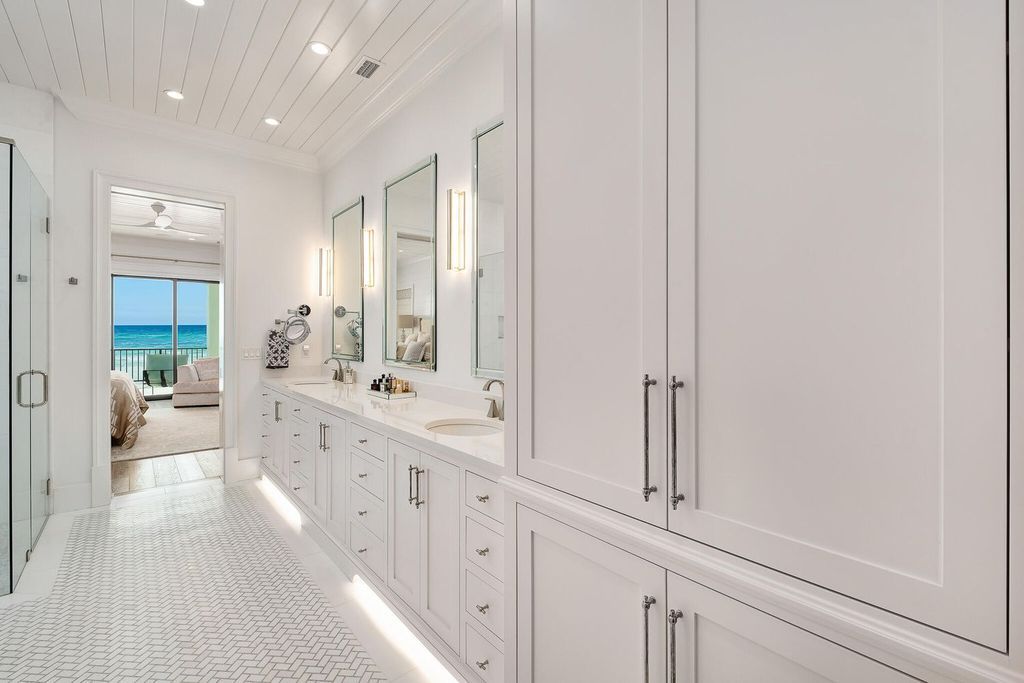 This meticulously crafted 7,650 square feet estate boasts private beach access, a resort-style pool, an elevator, and breathtaking Gulf views. Nestled on the coveted east end of 30A, enjoy proximity to Rosemary Beach, Alys Beach, and Kaiya. Unwind in unparalleled luxury and explore the best of 30A!