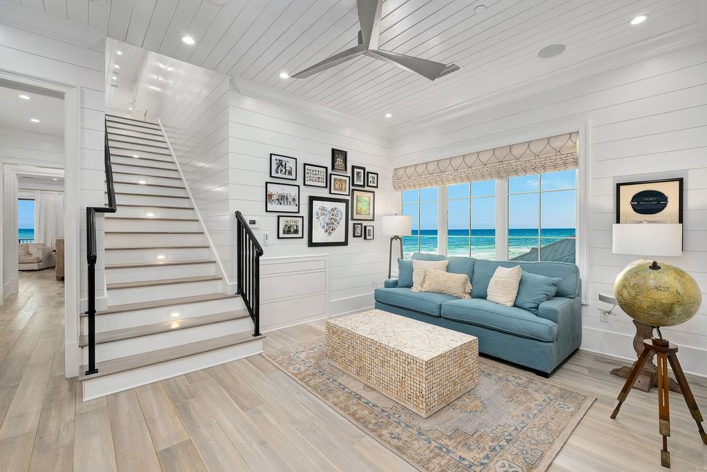 This meticulously crafted 7,650 square feet estate boasts private beach access, a resort-style pool, an elevator, and breathtaking Gulf views. Nestled on the coveted east end of 30A, enjoy proximity to Rosemary Beach, Alys Beach, and Kaiya. Unwind in unparalleled luxury and explore the best of 30A!