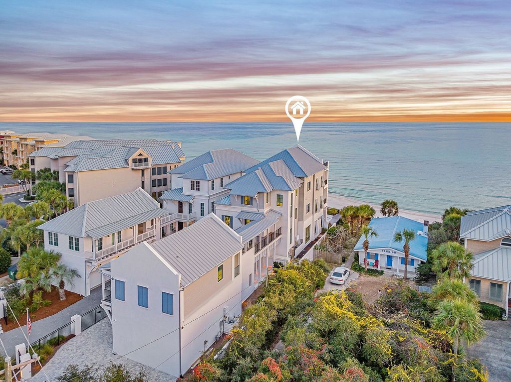 This meticulously crafted 7,650 square feet estate boasts private beach access, a resort-style pool, an elevator, and breathtaking Gulf views. Nestled on the coveted east end of 30A, enjoy proximity to Rosemary Beach, Alys Beach, and Kaiya. Unwind in unparalleled luxury and explore the best of 30A!