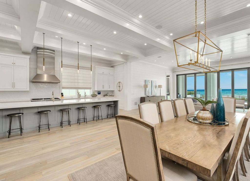 This meticulously crafted 7,650 square feet estate boasts private beach access, a resort-style pool, an elevator, and breathtaking Gulf views. Nestled on the coveted east end of 30A, enjoy proximity to Rosemary Beach, Alys Beach, and Kaiya. Unwind in unparalleled luxury and explore the best of 30A!