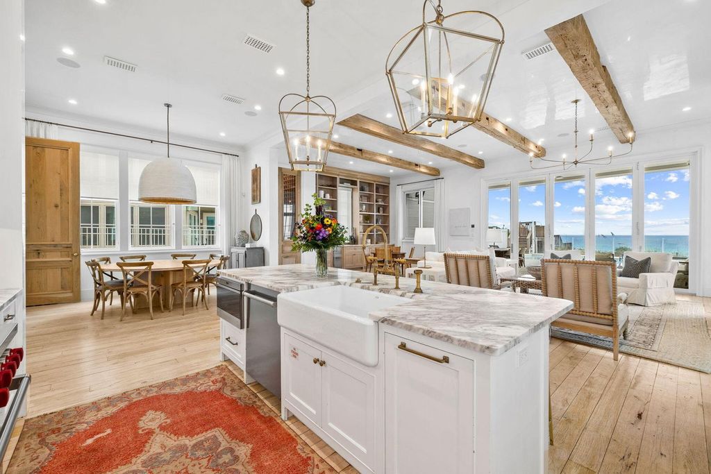 Unwind in beachfront bliss at this stunning 8-bedroom residence in Inlet Beach. Enjoy breathtaking ocean views, a private pool, gourmet kitchen, and multiple terraces. Perfect for family gatherings and unforgettable vacations!